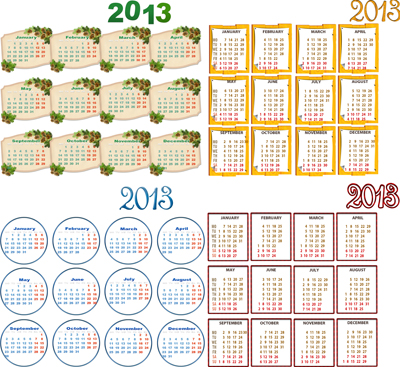 Calendarios 2013 sencillos para Imprimir